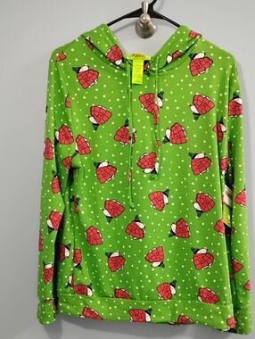 NWT Peanuts Bright Green Hoodie with Snoopy Accents Size Large